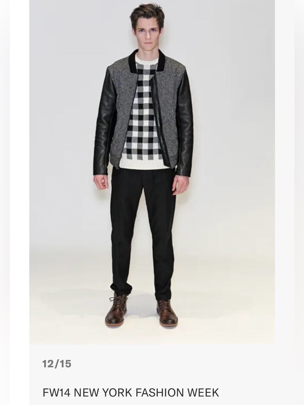 *RARE* TIMO WEILAND Leather & Herringbone Wool Bomber Jacket - Men’s MEDIUM - Picture 2 of 15